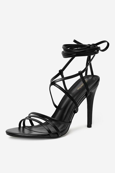DeeZee Women's High Heel Sandals Low Black Stiletto 38