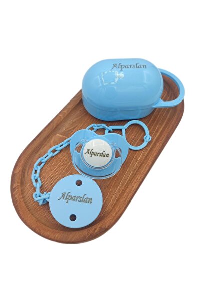 Sahi Aksesuar Kişiye Özel Isimli Mavi Renk Damaklı Silikon Bebek Emzik ve Sak...