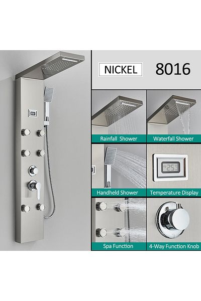 Blackswan Design Panel dus, Blackswan, Tip M8016 model nichel cu afisaj digital si functii SPA, dimensiune 114 cm