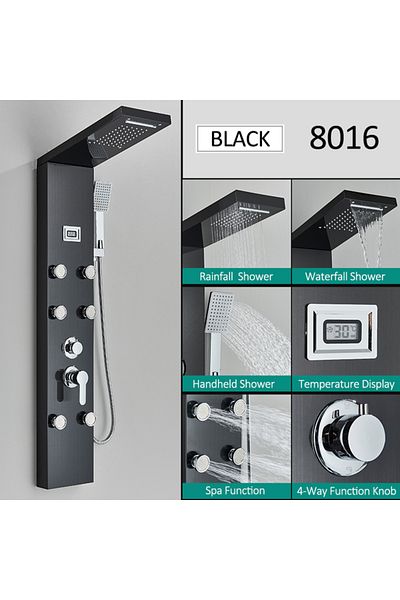 Blackswan Design Panel dus, Blackswan, Tip M8016 model negru cu afisaj digital si functii SPA, dimensiune 114 cm