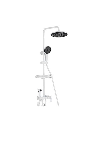 Blackswan Design Coloana dus, Blackswan, Tip M209, model alb, cu 4 cai si dus cu presiune, dimensiune 116 cm