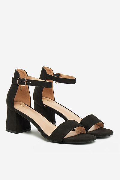 DeeZee Sandale damă cu toc jos, negre, 38
