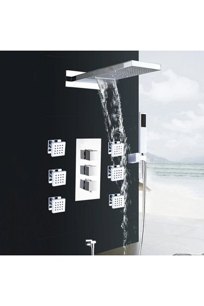 Blackswan Design Shower mixer set with massage, Blackswan, Type M73.33, glossy chrome model, size 52 cm