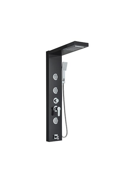 Blackswan Design Shower panel, Blackswan, Type M1039, black model with spout and SPA function, size 121 cm