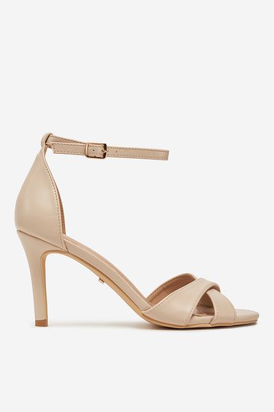 DeeZee Sandale joase stiletto bej pentru femei, mărimea 41