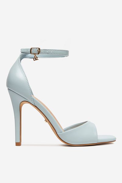 DeeZee Sandale cu toc înalt pentru femei, stiletto albastru, talie înaltă, 39