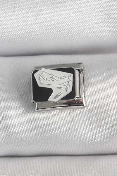 E BULURUM 316L Steel Silver Color Black White Bird Embroidered Nomination Charm