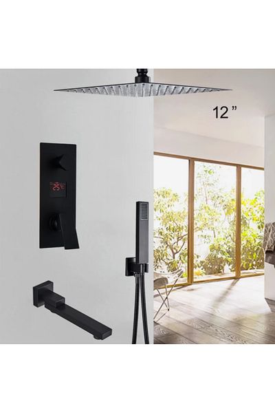 Blackswan Design Shower mixer set, Blackswan, Type M73.48, smart model matt black, size 30 cm
