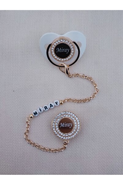 Sahi Aksesuar Kaplama Isimli Zirkon Taşlı Silikon Bebek Emzik Seti (0-6 AY) Bezyi1091