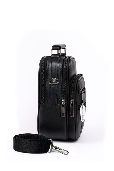 westbag Men's Black Steel Case Genuine Leather Hand and Shoulder Bag Large Size with Adjustable Strap