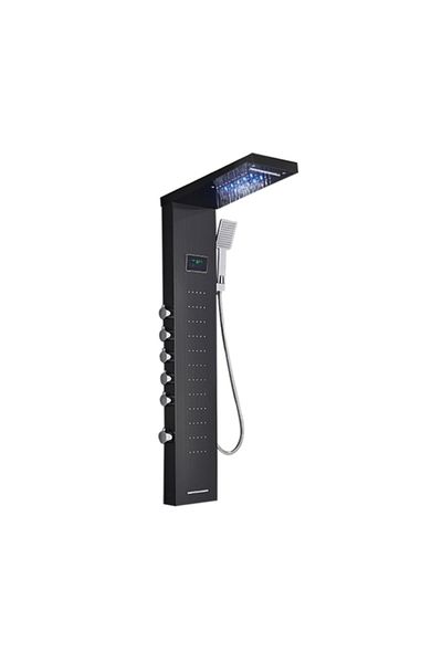 Blackswan Design Panel dus, Blackswan, Tip M8013, negru cu pipa tip cascada, afisaj digital, LED, functii SPA, 114 cm
