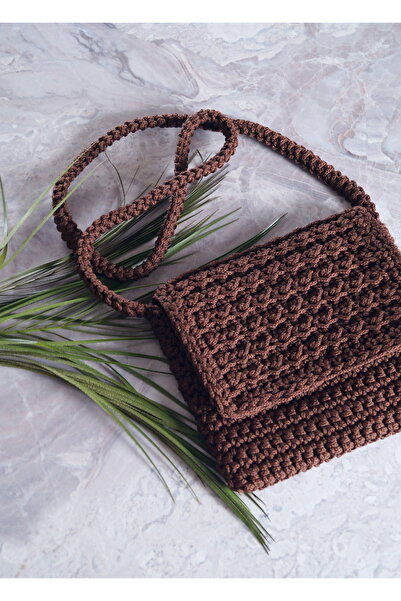 Anna Larina Kahverengi El Örgüsü Omuz Çantası