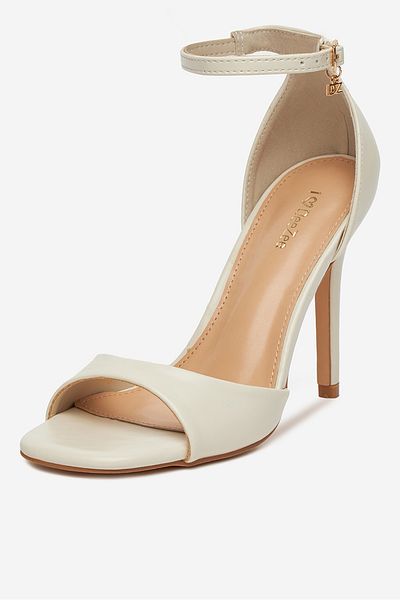 DeeZee Women's High Heel Sandals Low Beige Stiletto 38