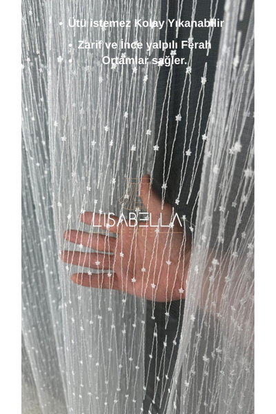 LisabellaHome Σχέδιο ζιγκ-ζαγκ Brode τούλι (επίπεδη ραφή χωρίς πιέτες) δεν χρειάζεται σιδέρωμα