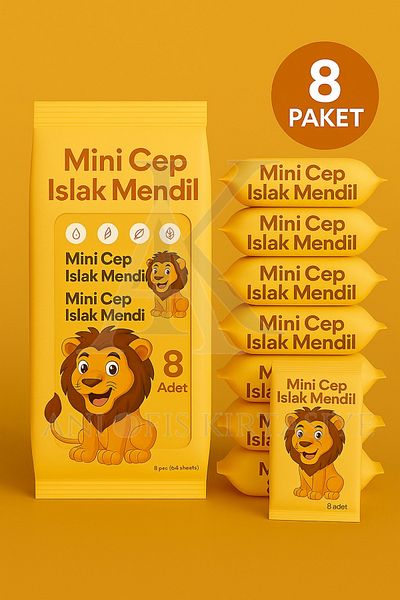 ANI OFİS KIRTASİYE A K Mini Pocket Wet Wipes 8 Pack |   Aloe Vera |   Does Not Contain Alcohol |   Soft Textured | Portable | Orange
