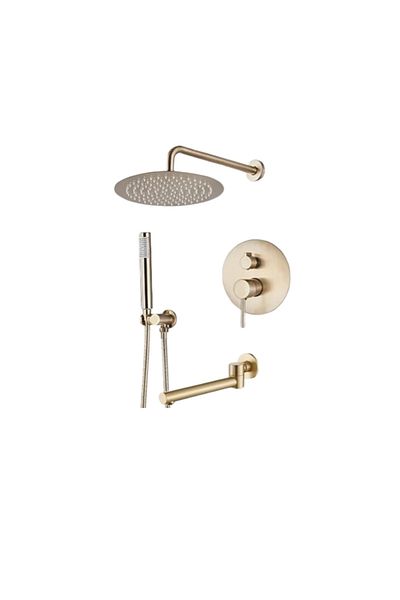 Blackswan Design Shower mixer set, Blackswan, Type M260, round matt gold model, with 3 ways and movable spout, 30 cm