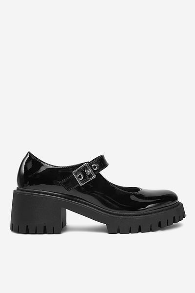 DeeZee Pantofi cu toc jos pentru femei, negri, toc 41