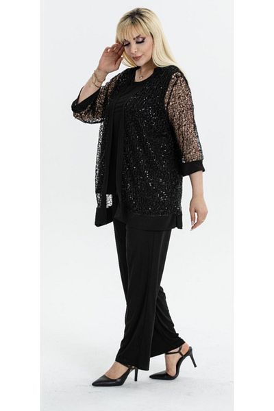 Te&Te Women's Plus Size 3-Piece Sequined Suit