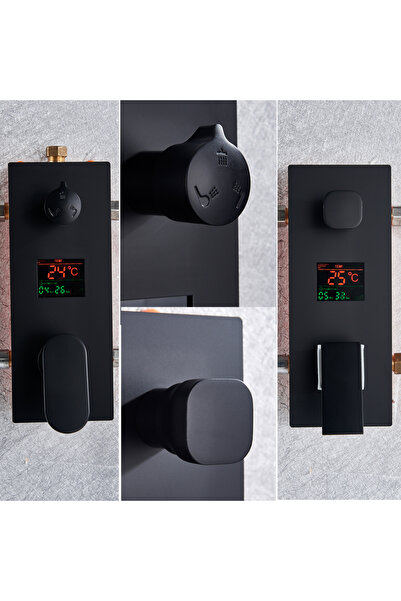 Blackswan Design Set baterie dus, Blackswan, Tip M3.19 LED, model negru mat cu pipa swivel, dimensiune 30 cm