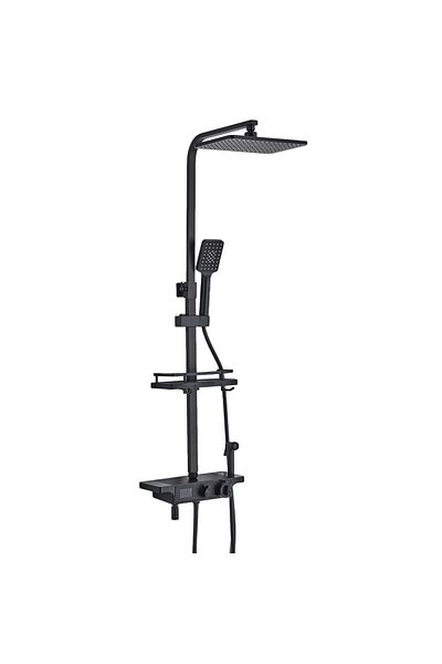 Blackswan Design Shower column, Blackswan, Type M212, black, thermostat, mobile spout, LCD display, pressure shower, 116 cm