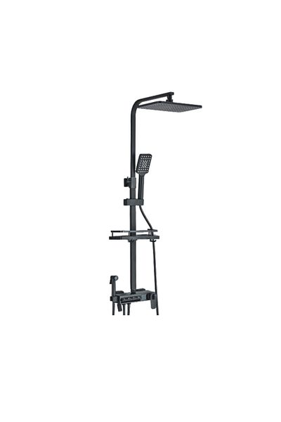 Blackswan Design Shower column, Blackswan, Type M246, black, thermostat, LCD display, pressure shower, mobile spout, 30x20cm