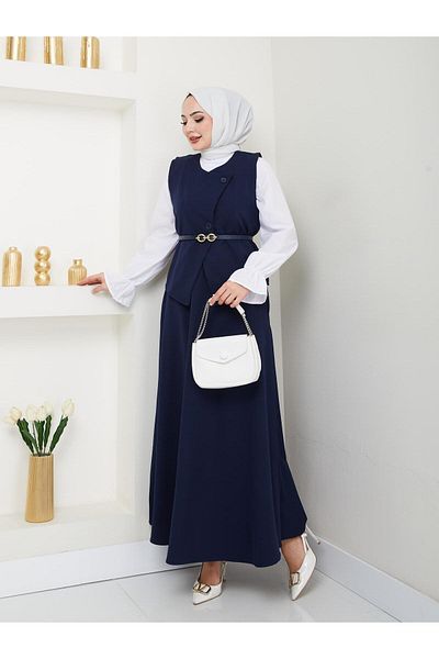 butik hira Σετ ασύμμετρη φούστα γιλέκο
