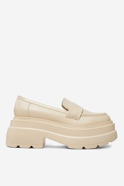DeeZee Mocasini damă bej pastel cu talpă groasă, talpă joasă, 36