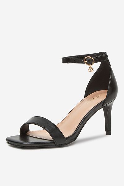 DeeZee Sandale cu toc înalt pentru femei, stiletto, negre, talie înaltă, 36