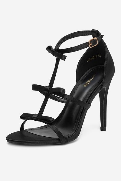 DeeZee Sandale damă cu toc înalt, stiletto negru, talie înaltă, talie înaltă 39