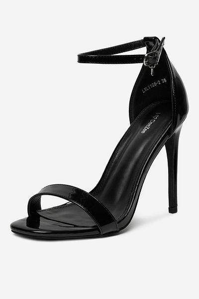 DeeZee Women's High Heel Sandals Low Black Stiletto 38