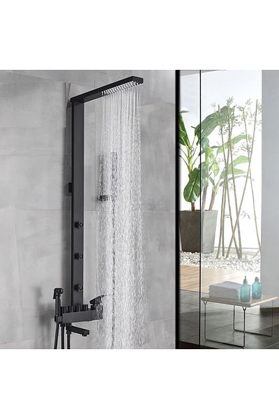 Blackswan Design Shower mixer, Blackswan, Type M52 with 5 functions, matt black model, size 103 cm