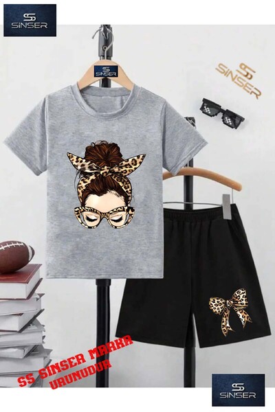 SS SİNSER Tricou cu gât rotund cu imprimeu special pentru copii „GIR LEOPARD ...