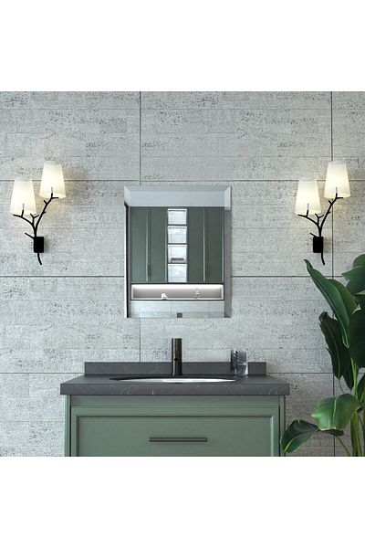 Brands For Less Beveled Mirror Bathroom Mirrors for Wall, Frameless Rectangle Bathroom Mirror with Beveled Edge,