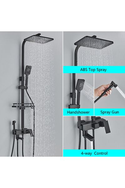 Blackswan Design Shower column, Blackswan, Type M130, adjustable matt black model, movable spout, pressure shower, 29 cm