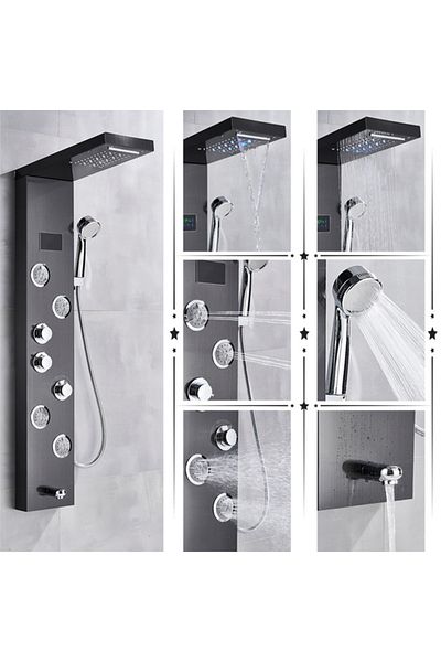 Blackswan Design Panou dus, Blackswan, Tip M9001 model negru cu LED, afisaj digital, pipa si functii SPA, 114 cm