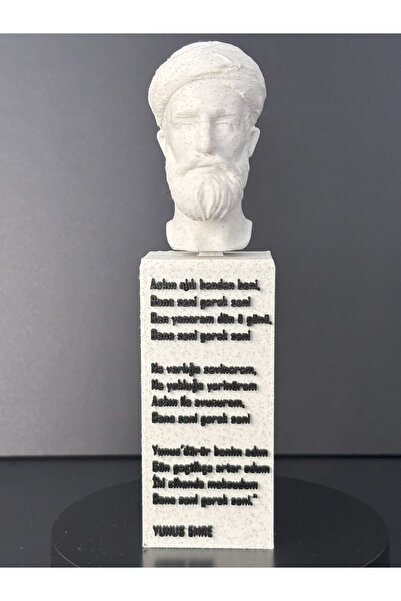 Gragold3Design Yunus Emre Büstü - Altında Şiir Yazılı Anlamlı Tasarım