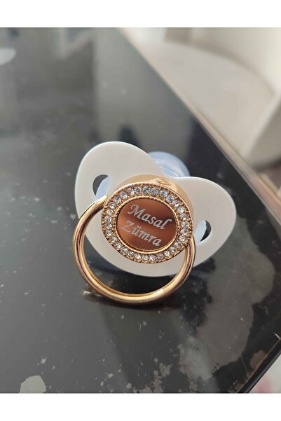 Sahi Aksesuar Kaplama Isimli Zirkon Taşlı Silikon Bebek Emzik (0-6 AY) Ztse112