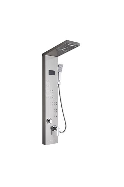 Blackswan Design Panel dus, Blackswan, Tip M8012, nichel, pipa tip cascada, afisaj digital, LED, functii SPA, 113 cm