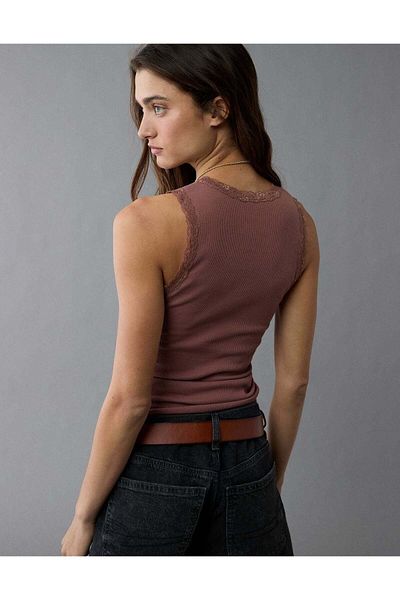 AMERICAN EAGLE AE Graphic Lace Trim Tank Top