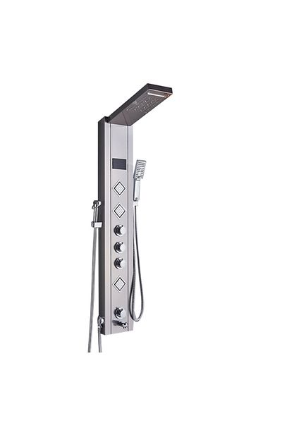 Blackswan Design Panel dus, Blackswan, Tip M9006 nichel, LED, afisaj digital, pipa, dus bideu si functii SPA, 121 cm