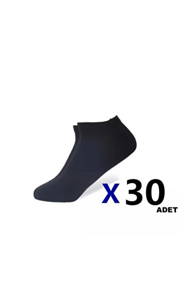 Sosyete dolabı 30 Pairs of Unisex Plain Black Booties Socks (Economic Package)