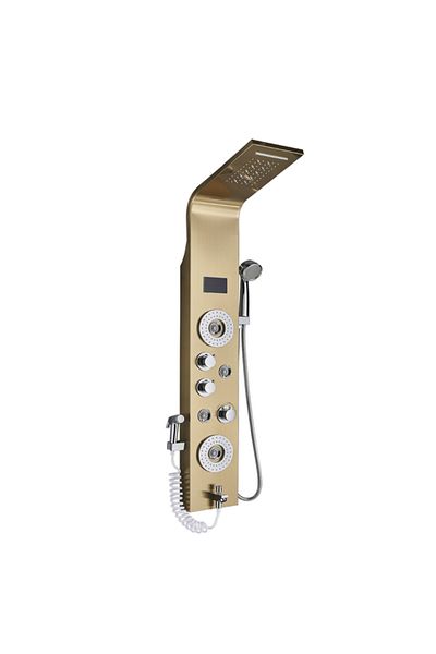 Blackswan Design Shower panel, Blackswan, Type M8006, gold, digital display, LED and SPA functions, bidet shower, 120 cm