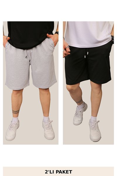INFLUYENTE Men's Baggy Cut 2 Thread Basic Summer Shorts & Bermuda with Elastic Waist Pocket