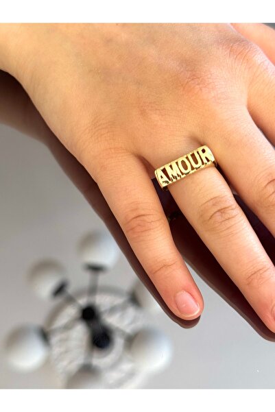 XUPING JEWELRY 18K ayarlanabilir amour yazılı gold çelik yüzük kararmaz pasla...