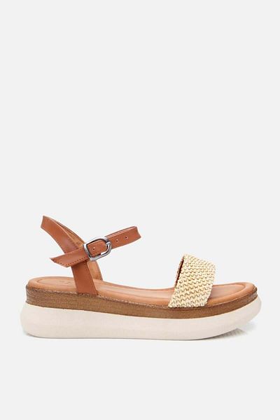 Yaya by Hotiç Γυναικεία Μπεζ Ψάθινα Λεπτομερή Comfort Flat σανδάλια