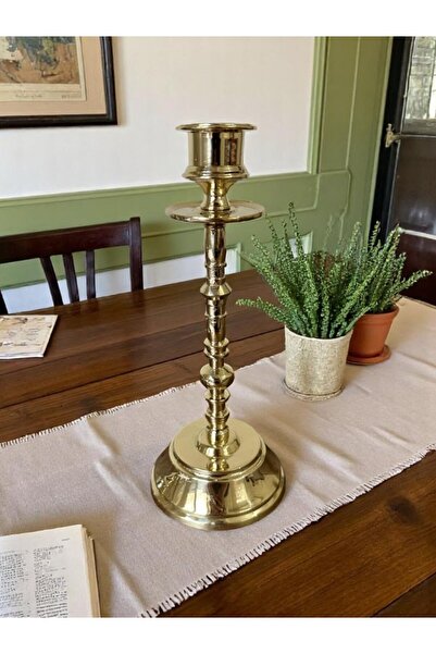 BRONZE ŞAMDAN Tek Kollu Pirinç Döküm Şamdan 9 x h22