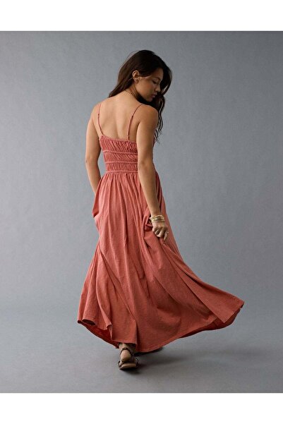 AMERICAN EAGLE AE Sunchaser Knit Smocked Bodice Midi Dress