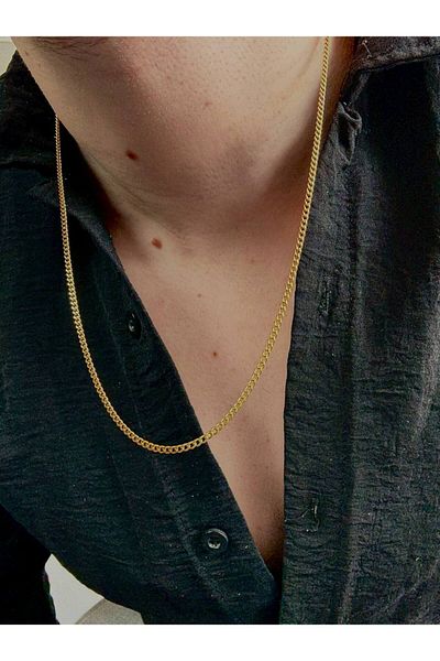 Arvens Men's Gold Stainless Steel Chain Necklace Does Not Lose Color Does Not Fade Unisex Does Not Fade