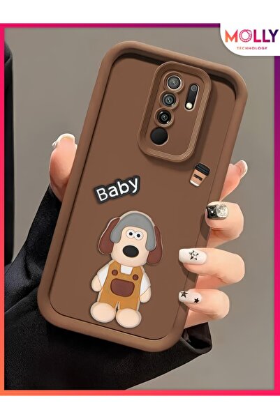 Molly Xiaomi Redmi 9 İçin Fallow Kenarları Kalın 3d Kabartmalı Sevimli Dog Gr...