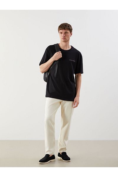 LC Waikiki Tricou pentru bărbați din bumbac pieptănat cu mânecă scurtă cu decolteu